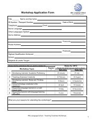 Workshop Application Form - Wits Language School