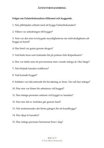 Falsterbokanalen, frÃ¥gor och svar - Ãventyrsvandring