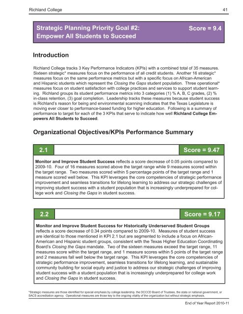 End of Year Report - Richland College