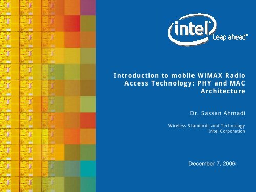 Introduction to mobile WiMAX Radio Access Technology: PHY and ...