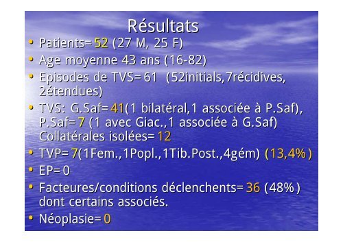 les thromboses veineuses superficielles des membres ... - ESKA