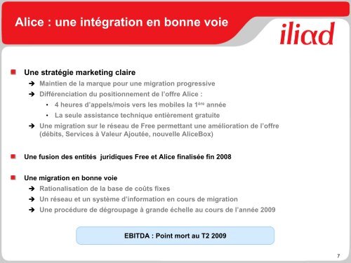 Présentation des Résultats Annuels 2008 - Iliad