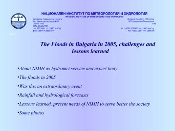 The Floods in Bulgaria in 2005, challenges and lessons learned