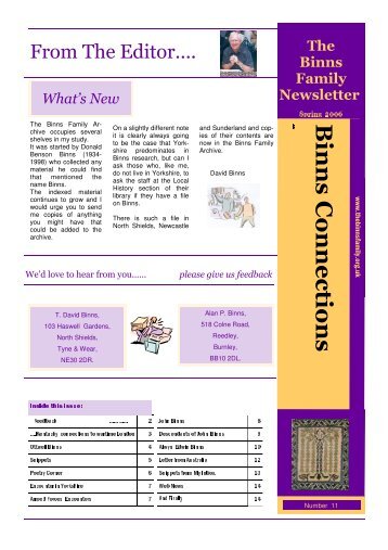 newsletter spring.2006 - The Binns Family
