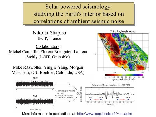 surface wave imaging from ambient seismic noise - the SPICE