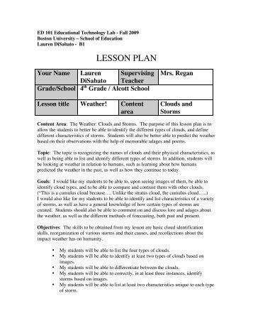 LESSON PLAN - ED101 - Boston University