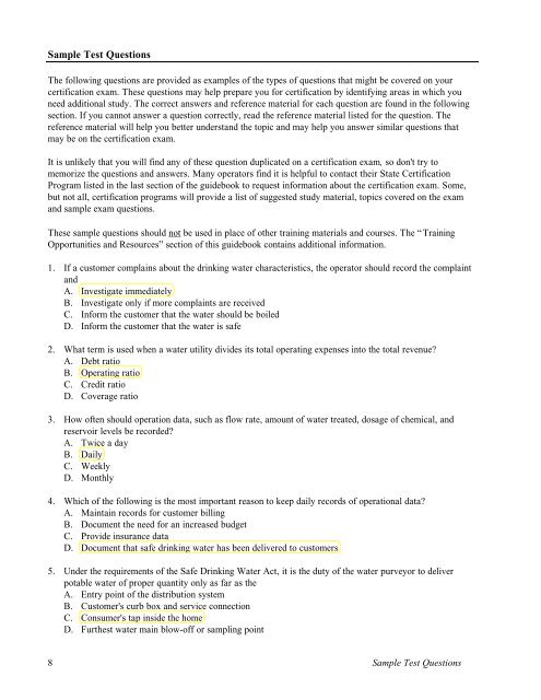 Sample Test Questions