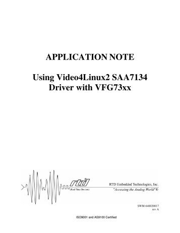 APPLICATION NOTE Using Video4Linux2 SAA7134 Driver with ...
