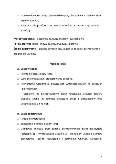 stosuje własności potę