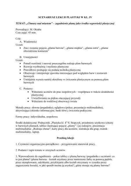 Scenariusz Zajęć Plastycznych Zima 3 Latki www.yumpu.com