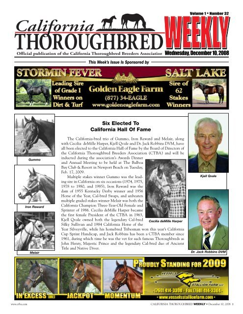 Wednesday, December 10, 2008 - California Thoroughbred Breeders ...