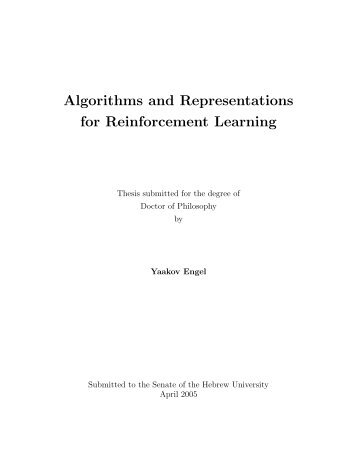 Algorithms and Representations for Reinforcement Learning