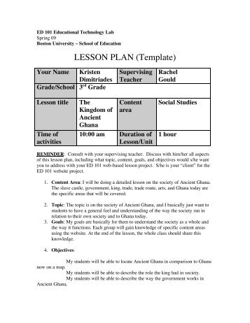 lesson plan ed101 boston university