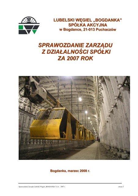 Sprawozdanie ZarzÄdu za rok 2007.pdf - Bogdanka SA