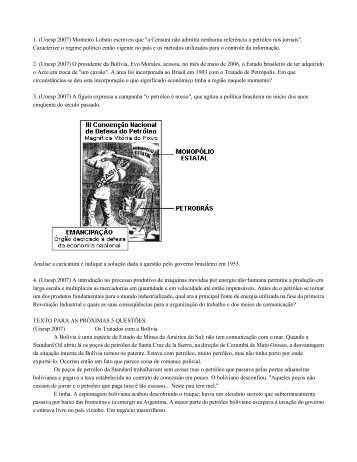 1. (Unesp 2007) Monteiro Lobato escreveu que "a Censura nÃ£o ...