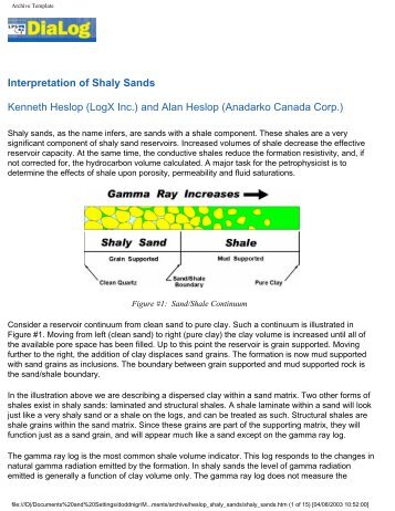 Interpretation of Shaly Sands