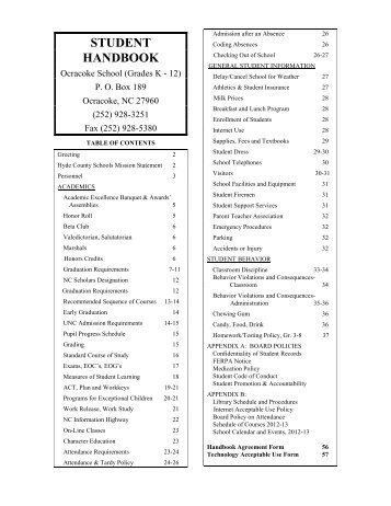 Student Handbook - Ocracoke School - Hyde County Schools