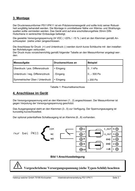 Inbetriebnahmeanleitung Differenzdruck-Messumformer Typ PS 11 ...