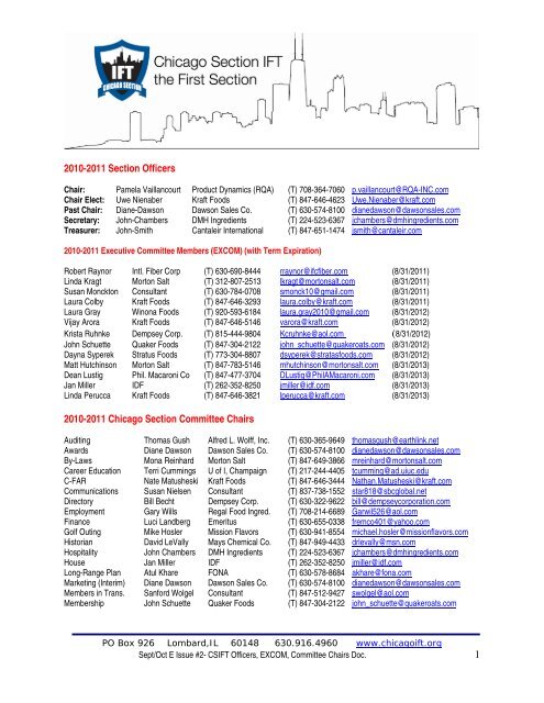 1 2010-2011 Section Officers 2010-2011 Chicago Section ... - CSIFT