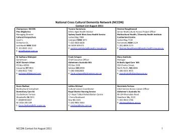 National Cross Cultural Dementia Network NCCDN - Alzheimer's ...