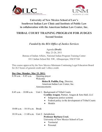 tribal court training program for judges - American Indian Law Center