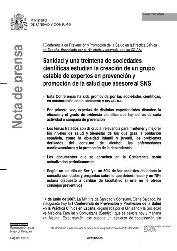Nota de prensa - samFYC. Sociedad Asturiana de Medicina de ...