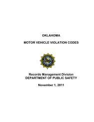 Violation Code Book - Oklahoma Department of Public Safety