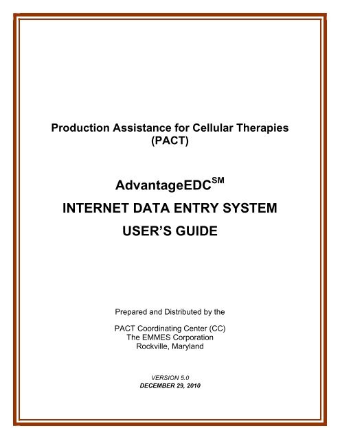 AdvantageEDC SM Data System Users Guide - The EMMES ...