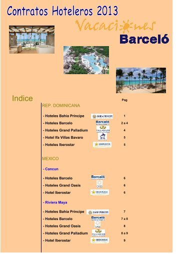 WEB Tarifario Hoteles 2013- WEB - Vacaciones BarcelÃ³