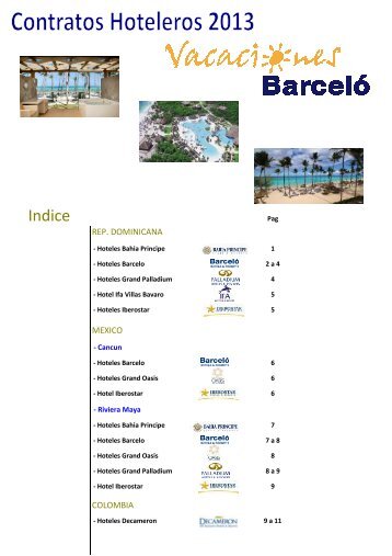 WEB Tarifario Hoteles 2013- WEB - Vacaciones BarcelÃ³