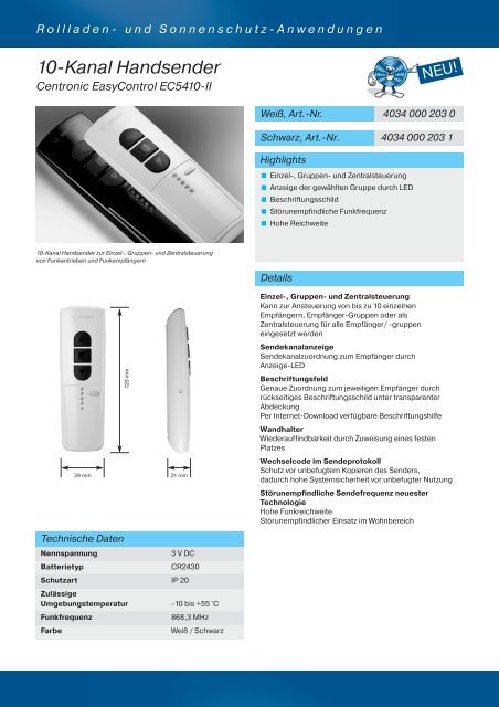 10-Kanal Handsender - Becker-Antriebe International