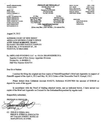 Appellant's Brief and Appendix filed August 24, 2012 - Philip D. Stern