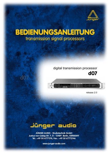 das jünger audio dynamikprocessor - prinzip - Junger Audio