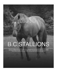 2009 stallion records - Canadian Thoroughbred Horse Society (BC