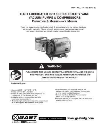0211 Series Lubricated Vacuum Pumps and Compressors ...