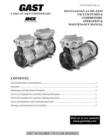 SOA & SAA Series Vacuum Pumps and Compressors Operation ...