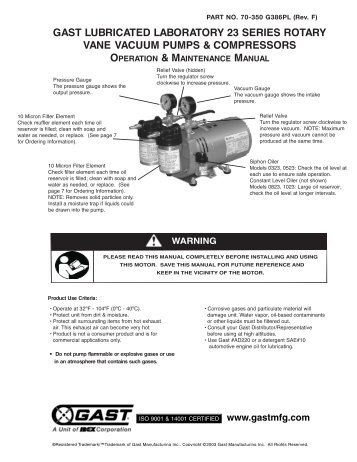 0323 & 0523 Series Lubricated Laboratory Vacuum Pumps and ...