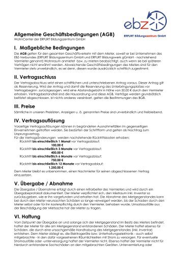 Allgemeine GeschÃ¤ftsbedingungen Wohncenter - ERFURT ...