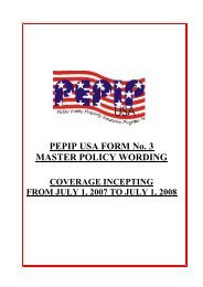 PEPIP USA FORM No. 3 MASTER POLICY WORDING