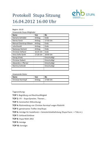 Protokoll 12. StuPa Sitzung 16.04.2012 - KeinDrama