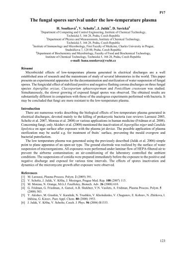 The fungal spores survival under the low-temperature plasma