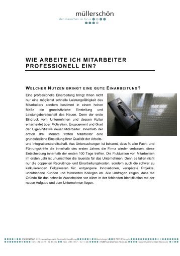 wie arbeite ich mitarbeiter professionell ein? - MÃ¼llerschÃ¶n