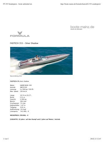 FT-353 Sonderpreis - Formula Boote - Formula Sportboote