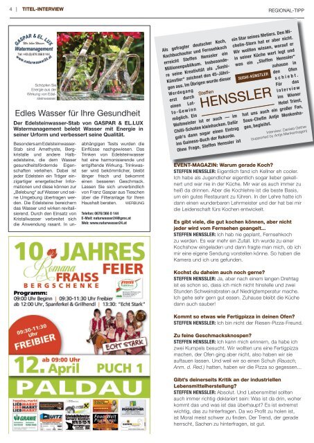 Event-Magazin mit Regional-Tipp | Ausgabe 16. | April 2015  