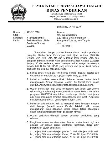 Surat Ketua Penyelenggara UN dan UASBN TP. 2009/2010 - Dinas ...