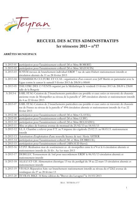 Recueil 1 er trimestre - Ville de Teyran