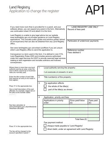 form AP1 - Land Registry