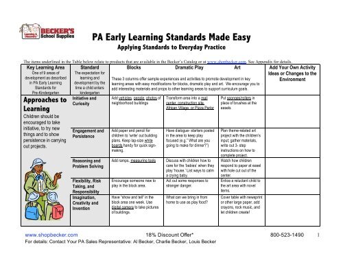  pa early learning standards made easy becker s school supplies