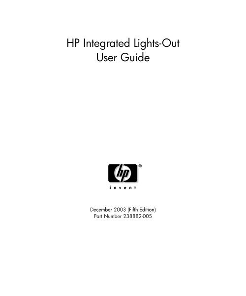 HP Integrated LightsOut User Guide Bad Request