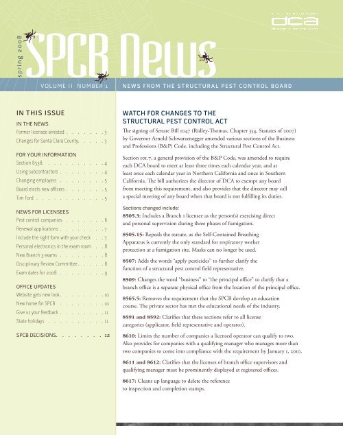 sPrIng 2008 - Structural Pest Control Board - State of California